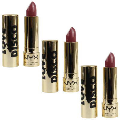 3x NYX 3.5g LOVE LUST DISCO SATIN CREAM LIPSTICK 01 ROMANCE ME