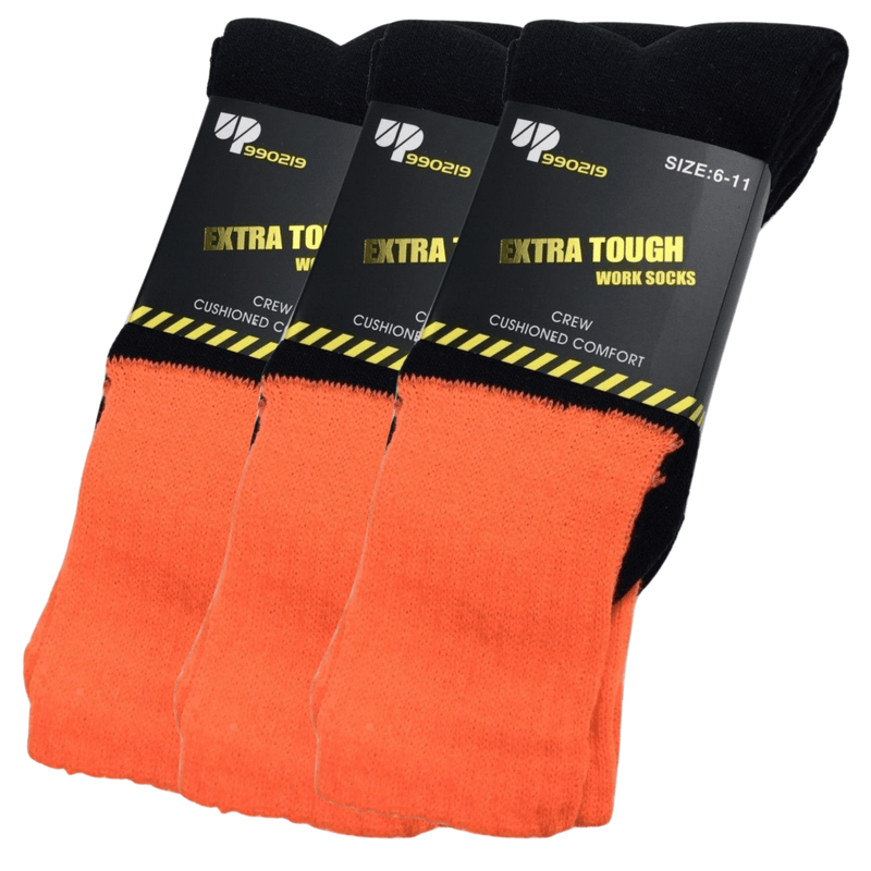 3x Pairs HI VIS SOCKS Workwear Work Safety Tradie High Visibility Fluro - Orange Payday Deals