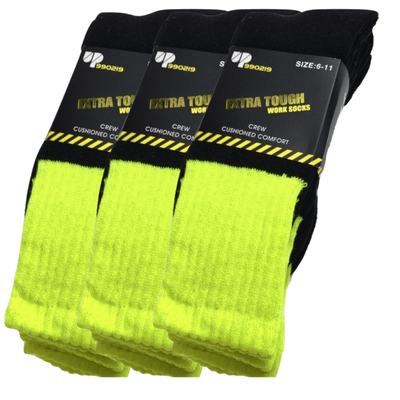 3x Pairs HI VIS SOCKS Workwear Work Safety Tradie High Visibility Fluro - Yellow Payday Deals