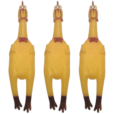 3x SHRILLING CHICKEN Dog Chew Screaming Toy Squeeze Sound Funny Rubber Pet BULK Payday Deals