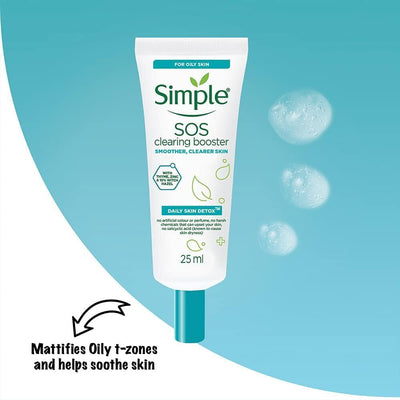 3x Simple 25ml SOS Clearing Booster Long Lasting Shine & Blemish Control Payday Deals