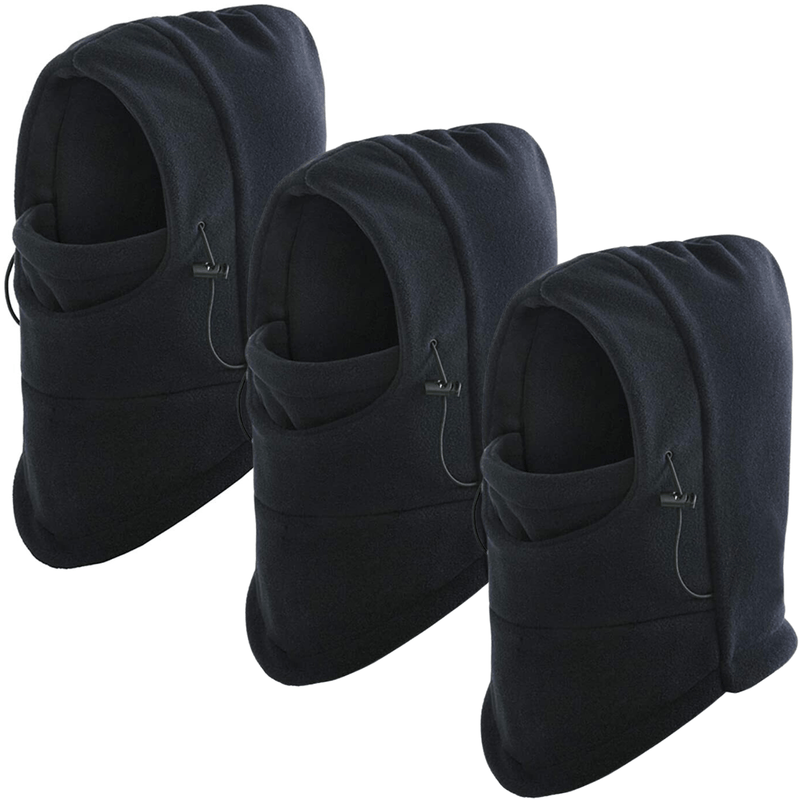 3x Windproof Thermal Fleece Balaclava Beanie Hat Full Face Mask Ski - Black Payday Deals