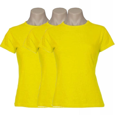 3x Womens Plain Ladies T SHIRT 100% COTTON Basic Tee Casual Top Size 6-24 BULK