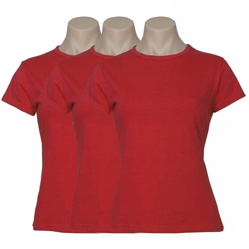 3x Womens Plain Ladies T SHIRT 100% COTTON Basic Tee Casual Top Size 6-24 BULK Payday Deals