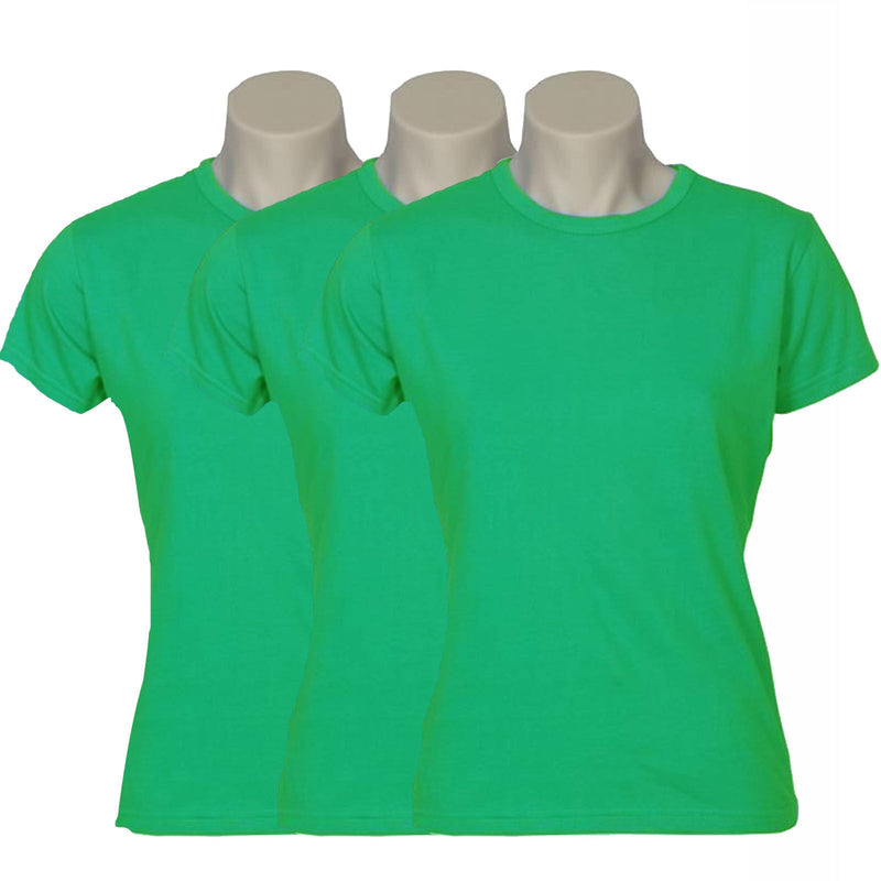 3x Womens Plain Ladies T SHIRT 100% COTTON Basic Tee Casual Top Size 6-24 BULK Payday Deals