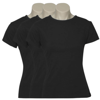 3x Womens Plain Ladies T SHIRT 100% COTTON Basic Tee Casual Top Size 6-24 BULK Payday Deals