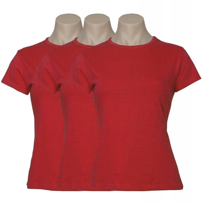 3x Womens Plain Ladies T SHIRT 100% COTTON Basic Tee Casual Top Size 6-24 BULK Payday Deals