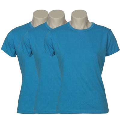 3x Womens Plain Ladies T SHIRT 100% COTTON Basic Tee Casual Top Size 6-24 BULK Payday Deals