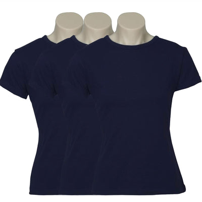 3x Womens Plain Ladies T SHIRT 100% COTTON Basic Tee Casual Top Size 6-24 BULK Payday Deals