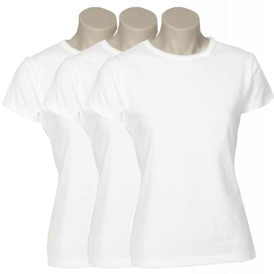 3x Womens Plain Ladies T SHIRT 100% COTTON Basic Tee Casual Top Size 6-24 BULK Payday Deals