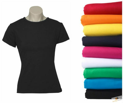 3x Womens Plain Ladies T SHIRT 100% COTTON Basic Tee Casual Top Size 6-24 BULK Payday Deals