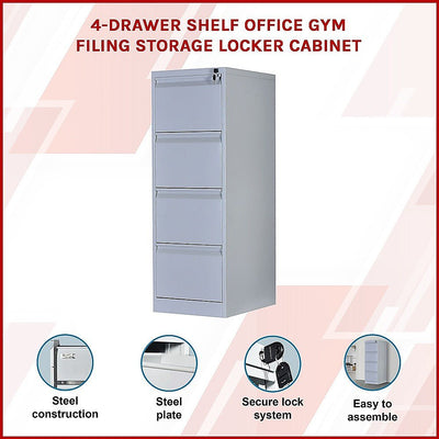 4-Drawer Shelf Office Gym Filing Storage Locker Cabinet Payday Deals