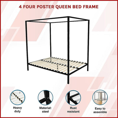 4 Four Poster Queen Bed Frame Payday Deals