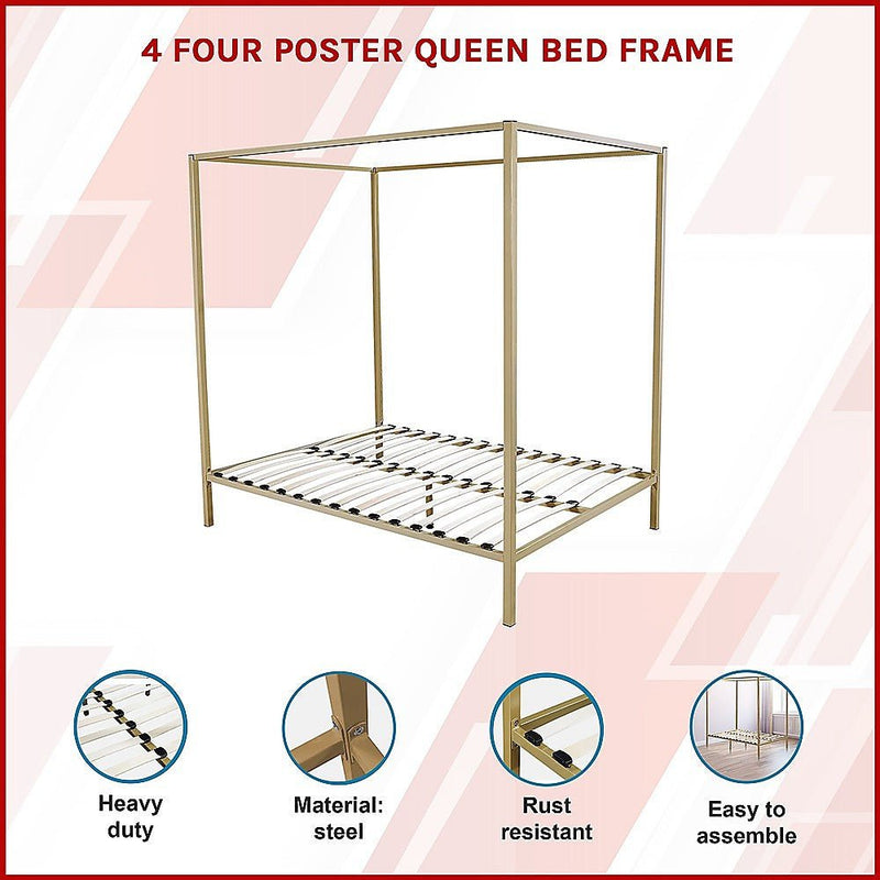 4 Four Poster Queen Bed Frame Payday Deals