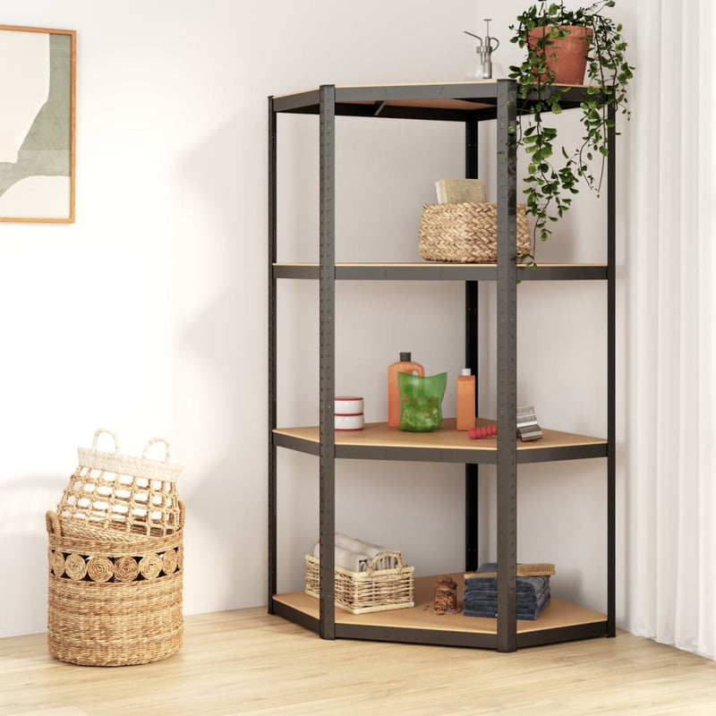 4-Layer Corner Shelf Anthracite Steel and Engineered Wood Payday Deals