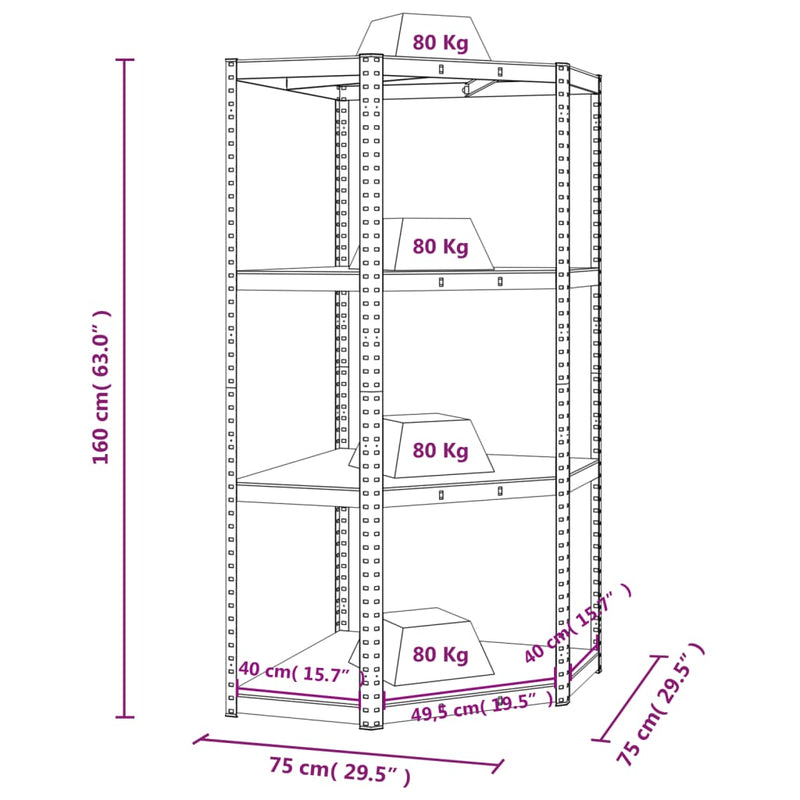 4-Layer Corner Shelf Anthracite Steel and Engineered Wood Payday Deals