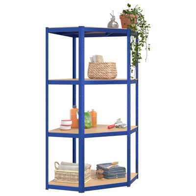 4-Layer Corner Shelf Blue Steel and Engineered Wood Payday Deals