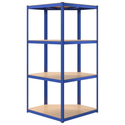 4-Layer Corner Shelf Blue Steel and Engineered Wood Payday Deals