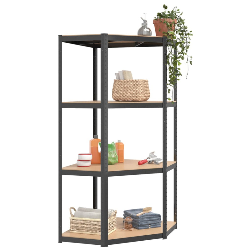 4-Layer Shelves 3 pcs Anthracite Steel&Engineered Wood Payday Deals