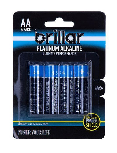 4 Pack LR6 AA Platinum Alkaline Batteries Long Lasting Power Home Office