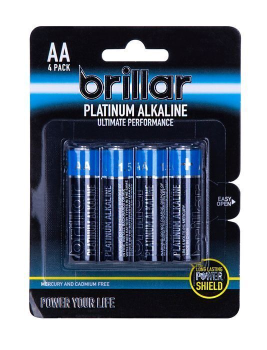 4 Pack LR6 AA Platinum Alkaline Batteries Long Lasting Power Home Office Payday Deals