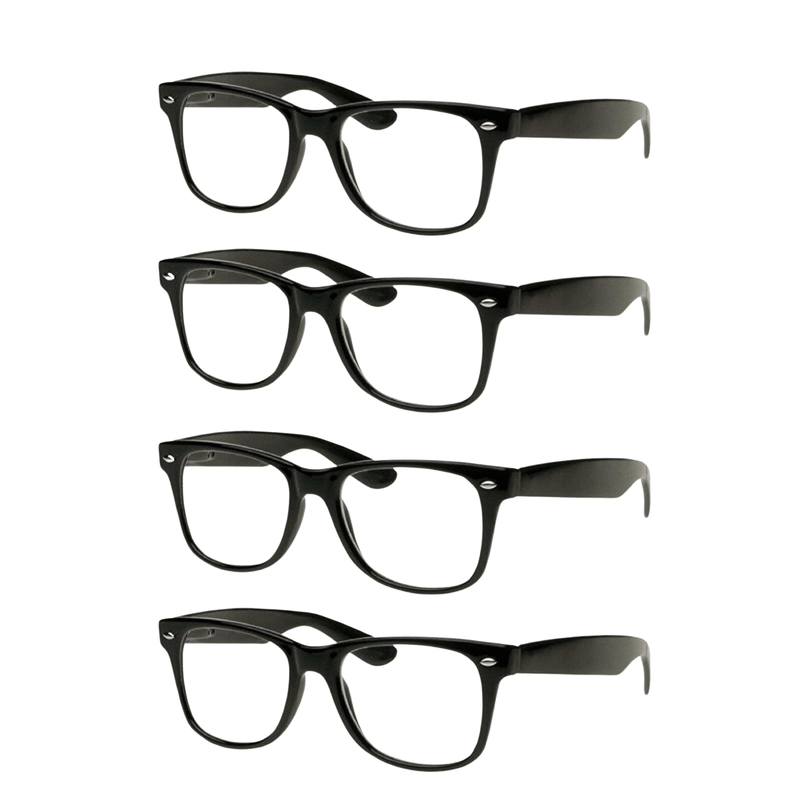 4 Pairs Classic GLASSES Clear Lens Black Frame Retro Nerd Costume Party Payday Deals