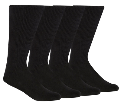 4 Pairs DIABETIC BAMBOO Socks Work Socks Medical Loose Top Crew Cushion BLACK