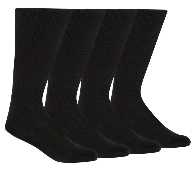 4 Pairs DIABETIC BAMBOO Socks Work Socks Medical Loose Top Crew Cushion BLACK Payday Deals