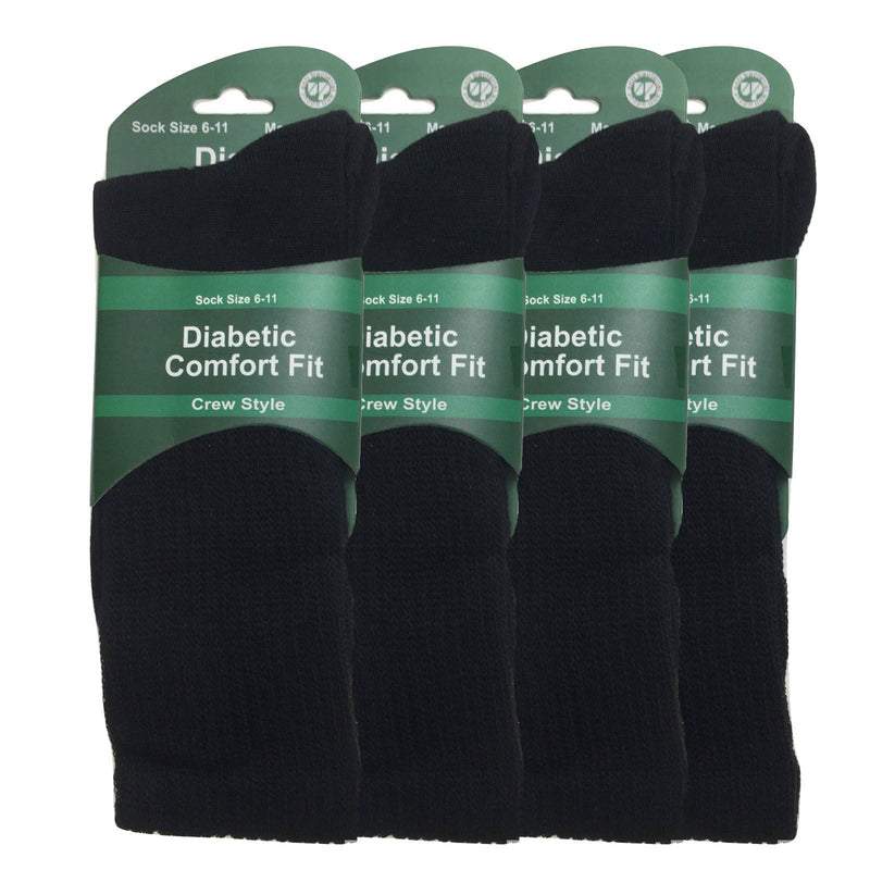 4 Pairs DIABETIC BAMBOO Socks Work Socks Medical Loose Top Crew Cushion BLACK Payday Deals