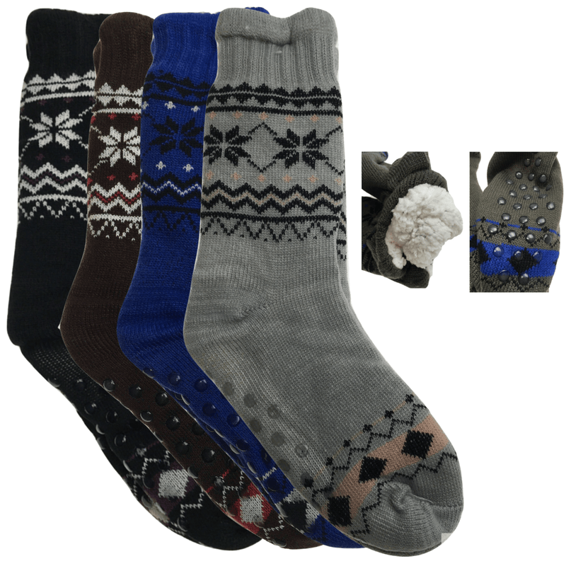 4 Pairs Mens Non Slip Thick Fur Warm Winter Bed Socks Thermal Warm Cushion BULK Payday Deals