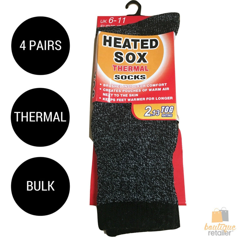 4 Pairs Mens THERMAL HEATED SOCKS Warm Winter Comfort Mens Work Sox Ski BULK Payday Deals