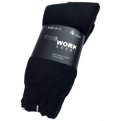 4 Pairs THICK WORK SOCKS Terry Cotton Extra Heavy Duty Outdoor Warm Mens Crew