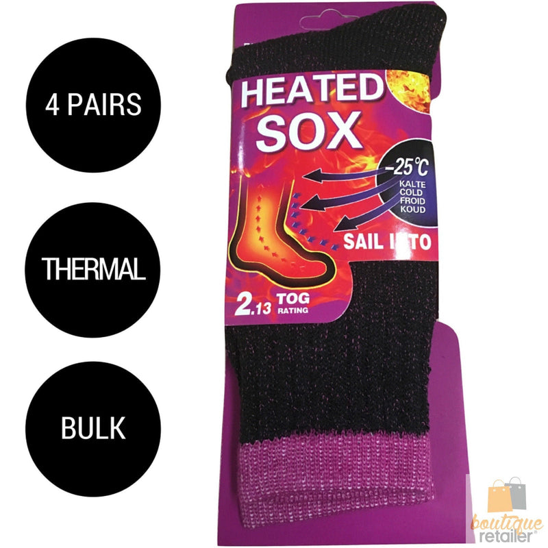 4 Pairs Womens THERMAL HEATED SOCKS Warm Winter Comfort Work Sox Ski BULK Payday Deals