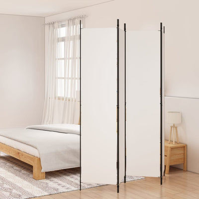 4-Panel Room Divider White 200x220 cm Fabric Payday Deals