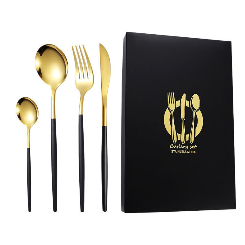 4 Pcs Set Stainless Steel Cutlery Set Spoon Fork Knife with Gift Box Payday Deals