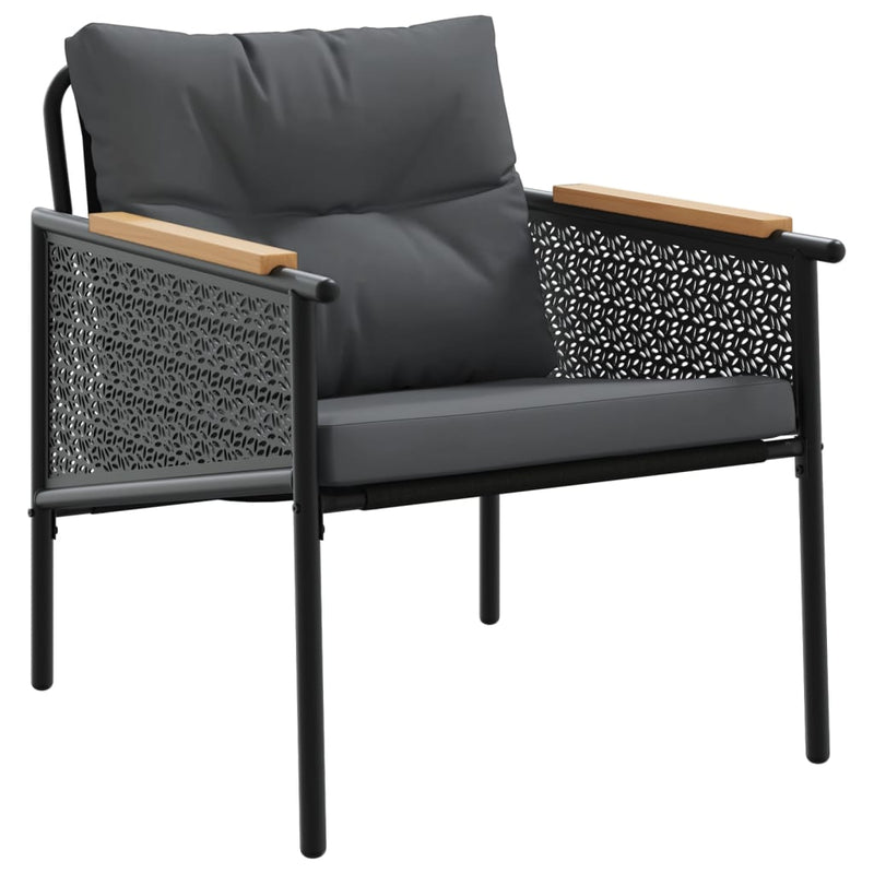 4 Piece Balcony Furniture Set with Cushions Black Steel Payday Deals