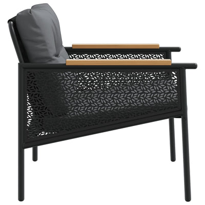 4 Piece Balcony Furniture Set with Cushions Black Steel Payday Deals