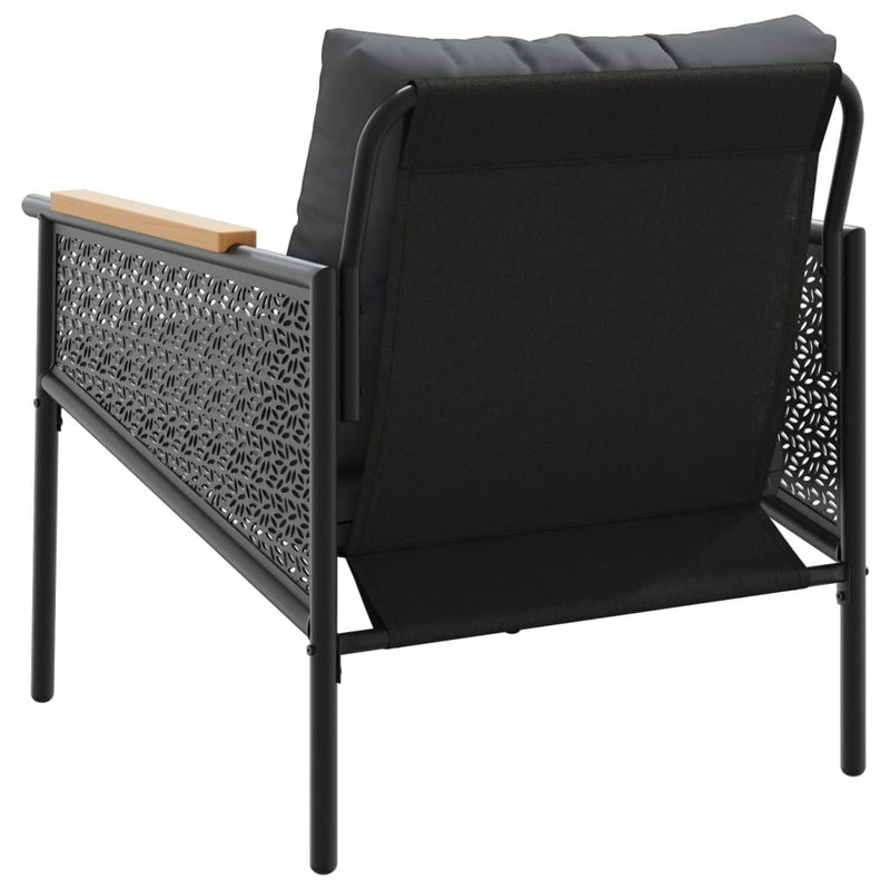 4 Piece Balcony Furniture Set with Cushions Black Steel Payday Deals