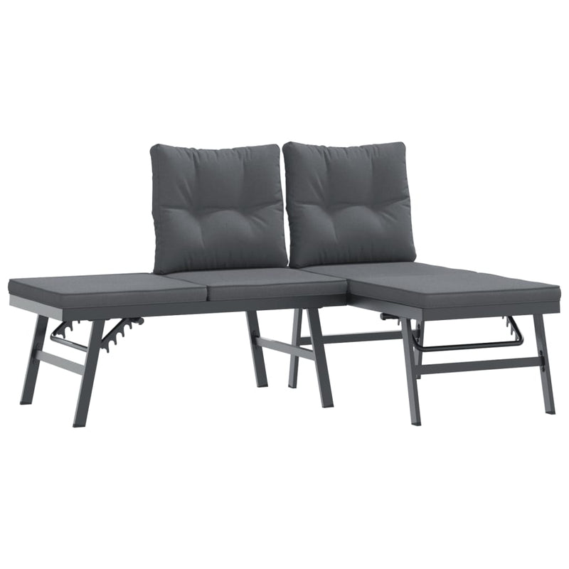 4 Piece Garden Benches with Cushions Black Powder-coated Steel Payday Deals
