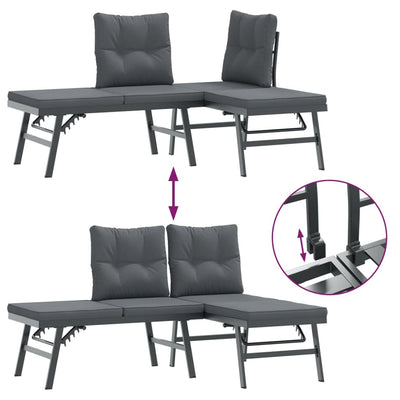 4 Piece Garden Benches with Cushions Black Powder-coated Steel Payday Deals