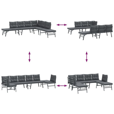 4 Piece Garden Benches with Cushions Black Powder-coated Steel Payday Deals