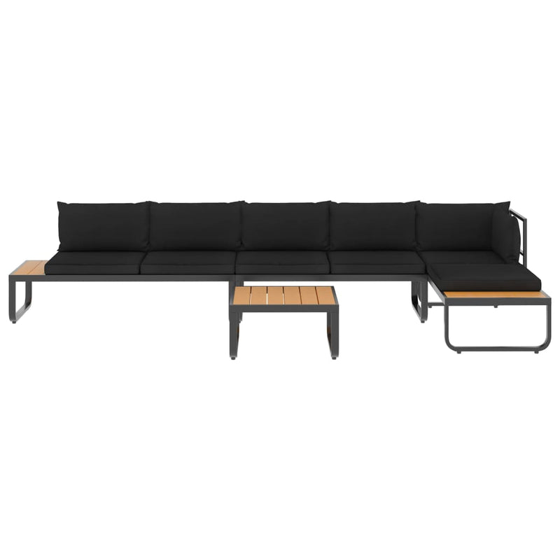 4 Piece Garden Corner Sofa Set with Cushions Aluminium and WPC Payday Deals