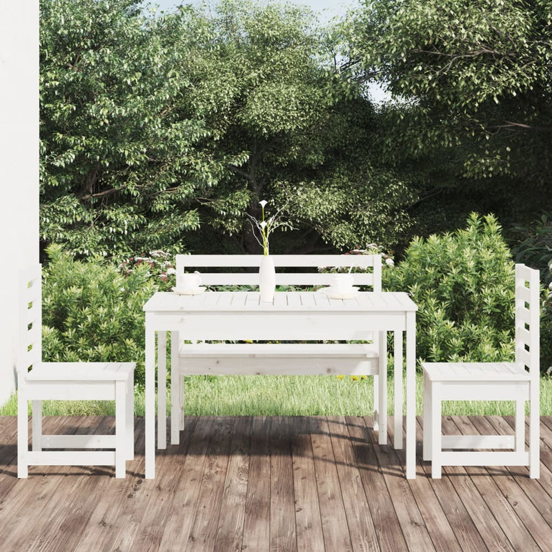 4 Piece Garden Dining Set White Solid Wood Pine Payday Deals