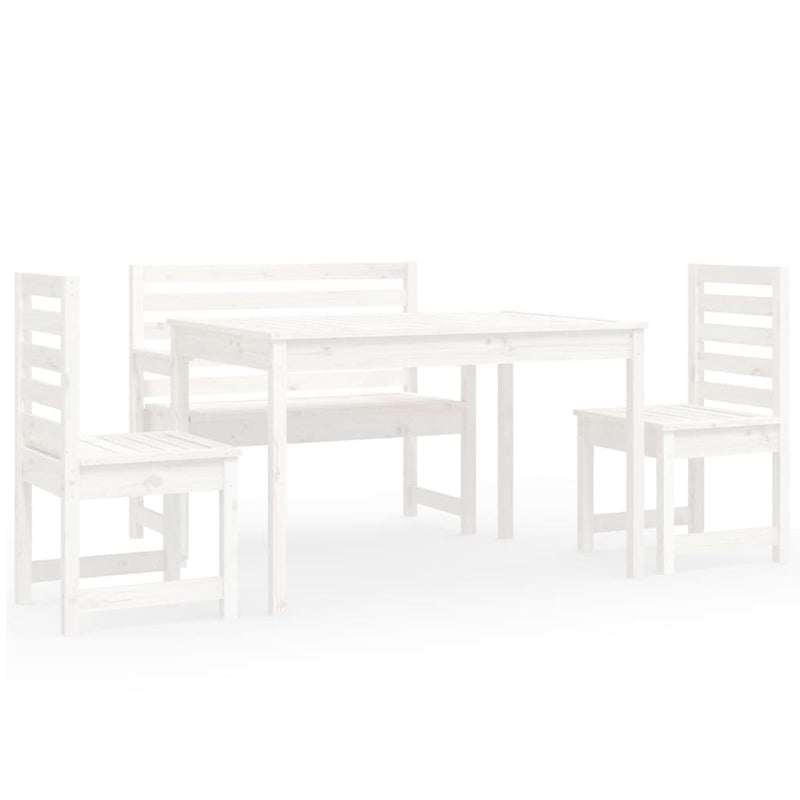 4 Piece Garden Dining Set White Solid Wood Pine Payday Deals