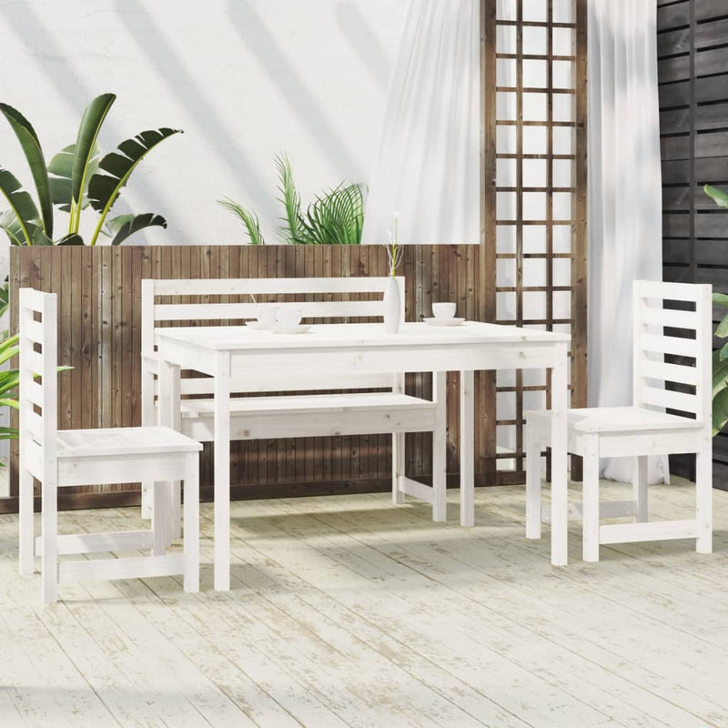 4 Piece Garden Dining Set White Solid Wood Pine Payday Deals