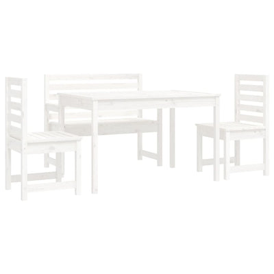 4 Piece Garden Dining Set White Solid Wood Pine Payday Deals