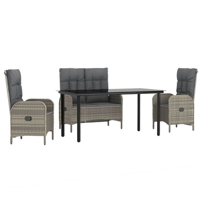 4 Piece Garden Dining Set with Cushions Grey Poly Rattan Payday Deals