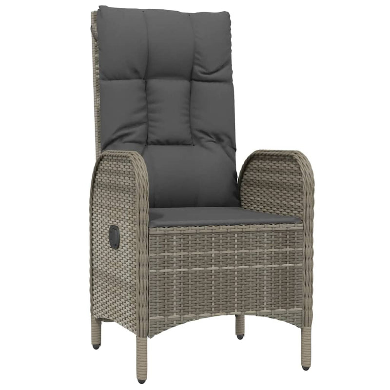 4 Piece Garden Dining Set with Cushions Grey Poly Rattan Payday Deals