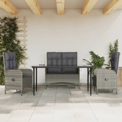 4 Piece Garden Dining Set with Cushions Grey Poly Rattan Payday Deals