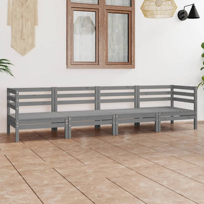 4 Piece Garden Lounge Set Grey Solid Pinewood Payday Deals
